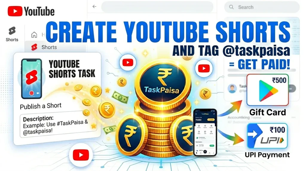 Create Youtube Shorts And Tag @taskpaisa